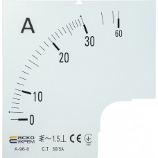 Шкала 30/5А до амперметра трансформаторного включения A-96-6 (96×96 мм) АСКО-УКРЕМ A0190010079