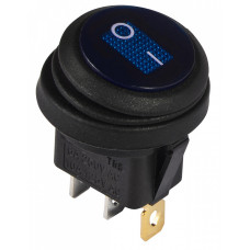 Переключатель KCD1-8-101WN BL/B черный с круглой синей клавишей с подсветкой IP65 АСКО A0140040077