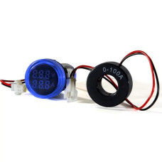 Цифровой ампер-вольтметр переменного тока ED16-22 VAD 0-100A, 25-500В (синий) круглый АСКО A0190010137