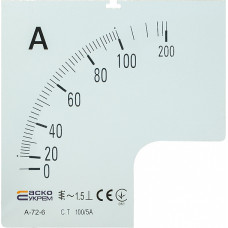 Шкала 100/5А до амперметра трансформаторного включения A-72-6 (72×72 мм) АСКО-УКРЕМ A0190010069