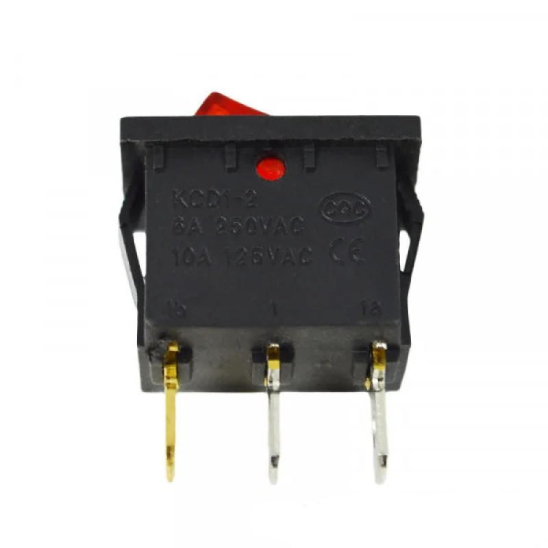 Переключатель LEMANSO LSW05 малый красный с подсветкой/KCD1-101-2