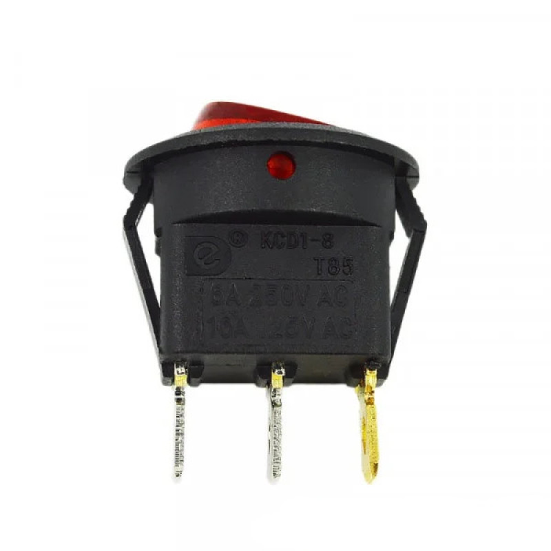 Переключатель LEMANSO LSW07 круглый красный с подсветкой/KCD1-101N-8