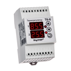 ТК-6 двухканальный цифровой терморегулятор с датчиком DS18B20 на DIN-рейку DigiTOP