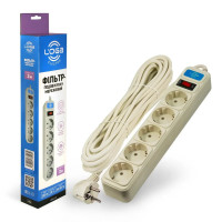 Фильтр LOGA 5 розеток 3 метра 3*0,75мм² 10А 1800Вт (L-903)