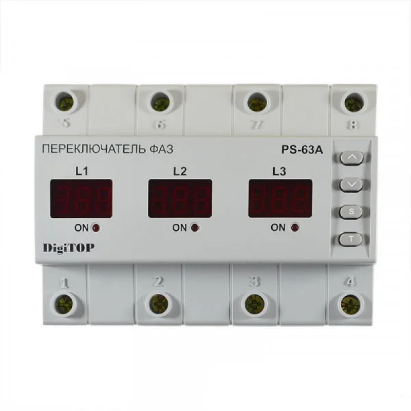 Автоматический переключатель фаз DigiTOP на DIN-рейку PS-63A