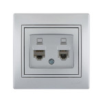 Розетка Mira Серебро PC 2-на 701-1010-141