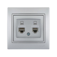 Розетка Mira Серебро PC 2-на 701-1010-141