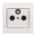 Розетка ТВ-радио-спутниковая проходная белый со вставкой 702-0202-134 DERIY