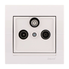 Розетка ТВ-радио-спутниковая проходная белый со вставкой 702-0202-134 DERIY