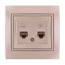 Розетка Mira Перл/Бел.Перемутр PC+TF евро 701-3030-143