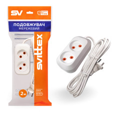 Удлинитель SVITTEX двухместный 2м 2*0,75мм² 10А 2200Вт (SV-009-2)