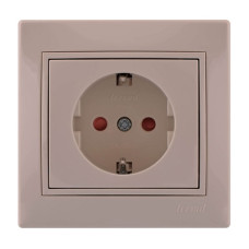 Розетка Mira крем 1-на с/с защит.от детей 701-0303-124B