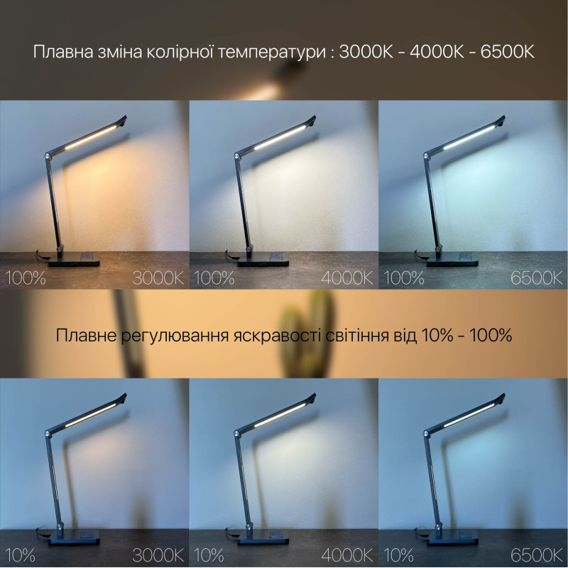 Настольный светильник VIOLUX HILTON 10W 600LM 30-65K серый 530202