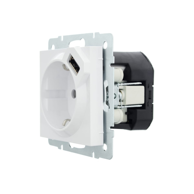 Розетка 1-я с/с +USB+TC Vesna Белый 742-0288-181TC