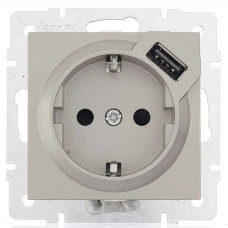 Розетка 1-я с/с +USB Vesna Серая 742-3588-181