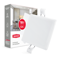 Светильник светодиодный врезной MAXUS SP edge 18W, 4100К (квадрат) 1-MSP-1841-S
