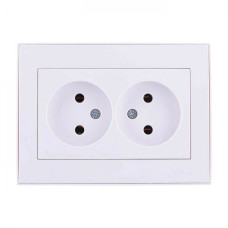 Розетка 2-на б/з Rain Перл.белый 703-3030-128B