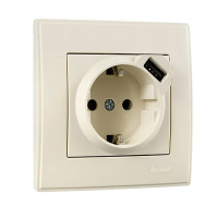 Розетка Lesya Крем 1-я с/с + USB 705-0303-181