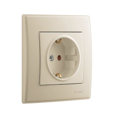 Розетка Lesya крем 1-я с/с с защитой от детей 705-0303-124B