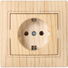 Розетка Mira дуб беленый 1-на с/с с защитой от детей 701-5252-124В