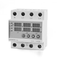 Трифазне реле контролю напруги та струму VIDEX RESIST 145-300В 1-63А (VF-RS-3RNT63)