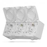 Розетка наружная тройная с заземлением серая VIDEX BINERA IP65 (VF-BNW23G-G)