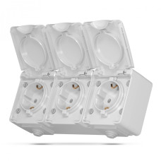 Розетка наружная тройная с заземлением серая VIDEX BINERA IP65 (VF-BNW23G-G)