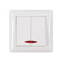 Выключатель 2-кл с подсв. белый 3006 PRIMERA LUXEL