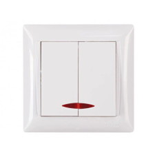 Выключатель 2-кл с подсв. белый 3006 PRIMERA LUXEL