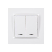 Выключатель 2-кл с подсв. белый LUXEL 9006 JAZZ