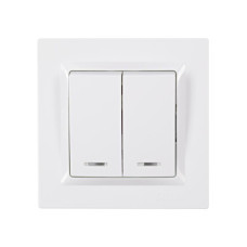 Выключатель 2-кл с подсв. белый LUXEL 9006 JAZZ