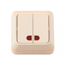 Выключатель 2-кл с подсв. накладной крем 2306 OPERA LUXEL