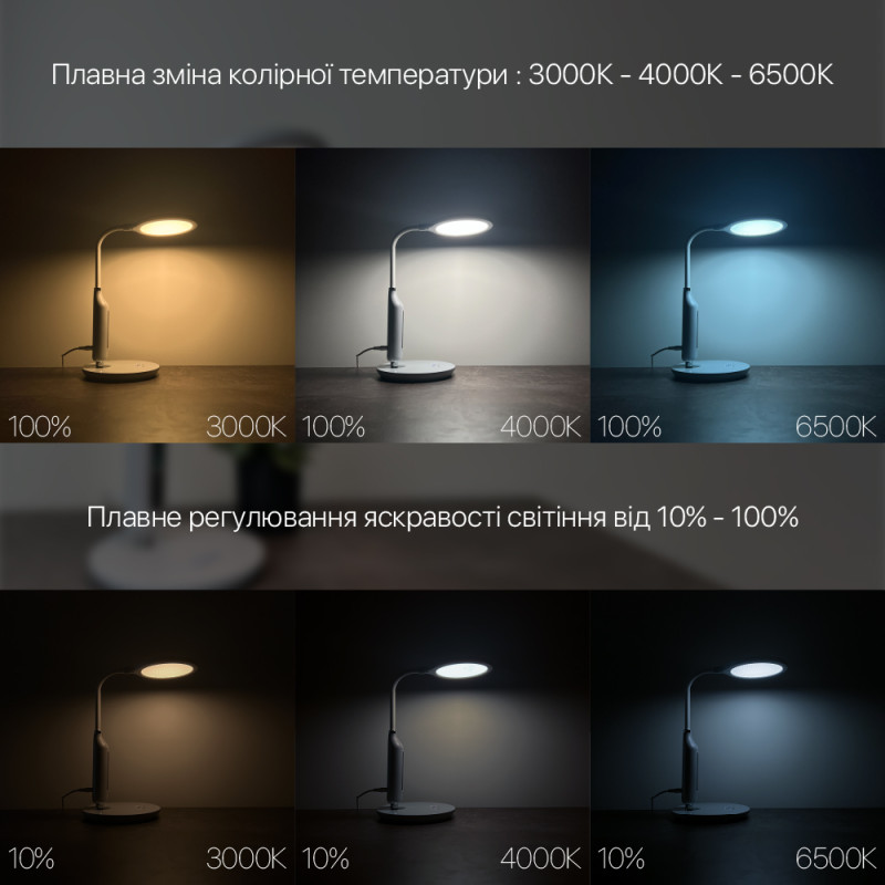 Настольный светильник VIOLUX Starlink 10W 600Lm 30-65K серый 530201