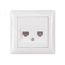 Розетка компьютерная + телефонная белая 3029 PRIMERA LUXEL