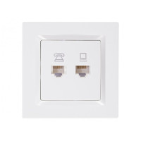 Розетка компьютерная+телефонная белая 9029 JAZZ LUXEL