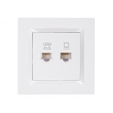 Розетка компьютерная+телефонная белая 9029 JAZZ LUXEL