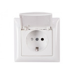 Розетка 1-на с/з с крышкой белая 3011 PRIMERA LUXEL