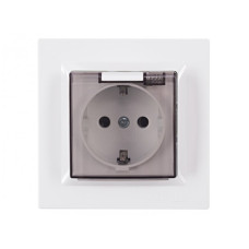 Розетка 1-на с/з с крышкой белая 9011 JAZZ LUXEL