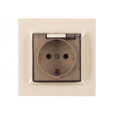 Розетка 1-я с/з с крышкой крем 9311 JAZZ LUXEL