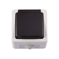 Розетка 1-я накладная серая IP54 LUXEL 6511 DEBUT