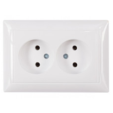 Розетка 2-х б/з белая 3007 PRIMERA LUXEL