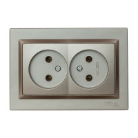 Розетка 2-на б/з графит+белый механизм 9707Н+9007 JAZZ LUXEL