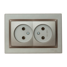 Розетка 2-на б/з графит+белый механизм 9707Н+9007 JAZZ LUXEL