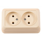 Розетка 2-х б/з накладная крем 2307 OPERA LUXEL