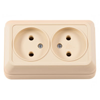 Розетка 2-х б/з накладная крем 2307 OPERA LUXEL
