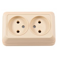 Розетка 2-х б/з накладная крем 2307 OPERA LUXEL