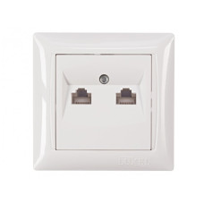 Розетка 2-х компьютерная белая 3028 PRIMERA LUXEL