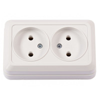 Розетка 2-х накладная белый 2007 OPERA LUXEL