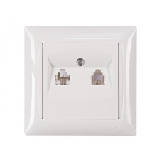Розетка 2-х телефонная белый 3014 PRIMERA LUXEL