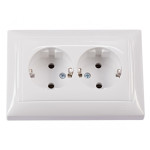 Розетка 2-я с/з белая 3008 PRIMERA LUXEL
